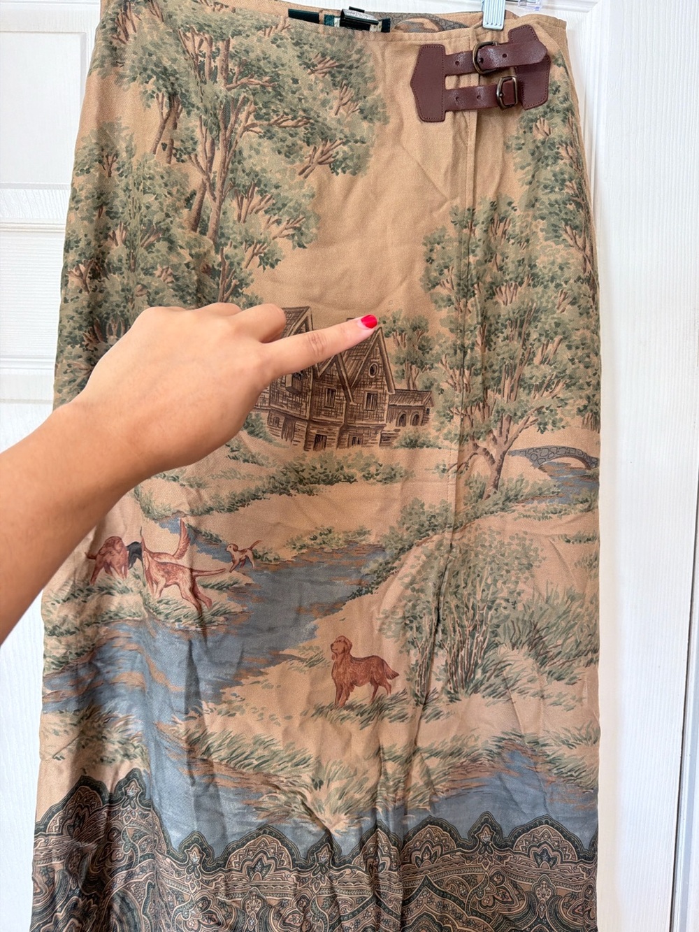RARE Vintage Ralph Lauren Balmoral Dog Hunt Cabin Wool Blend Wrap Skirt Size 8 - Picture 6 of 6